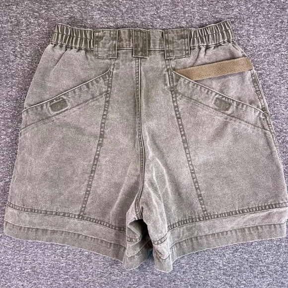 VTG‎ Royal Robbins Shorts Womens 8 Olive Green Cargo Hiking Elastic Waist Pocket - Picture 2 of 11